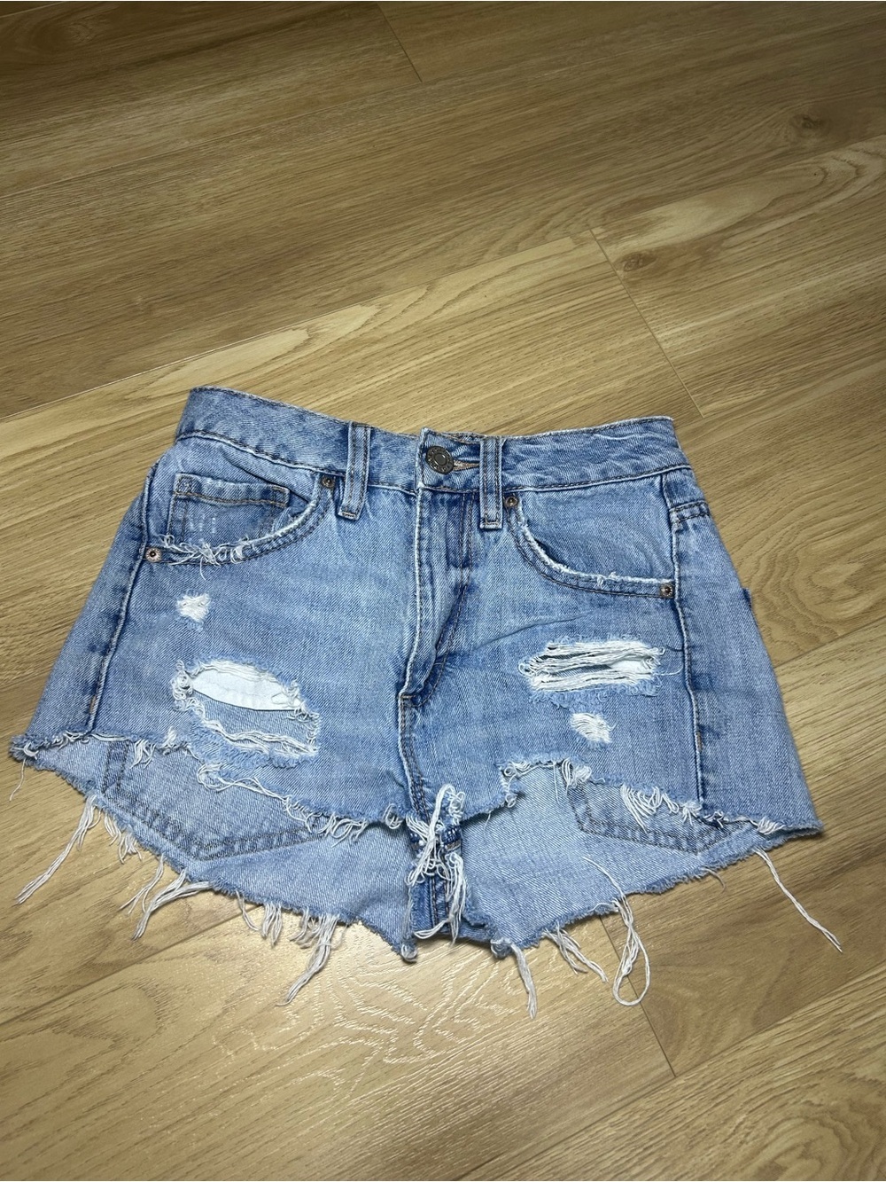 Garage Light Blue Distressed Denim Cutoff Shorts